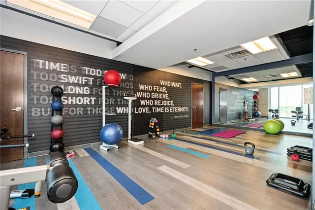a room with gym equipment