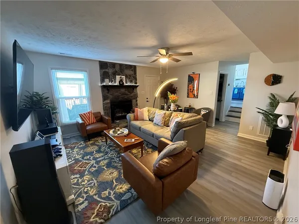 a living room with furniture