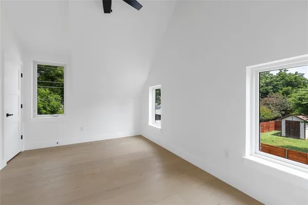 an empty room with windows