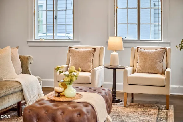 a view of a hallway with a flower pot