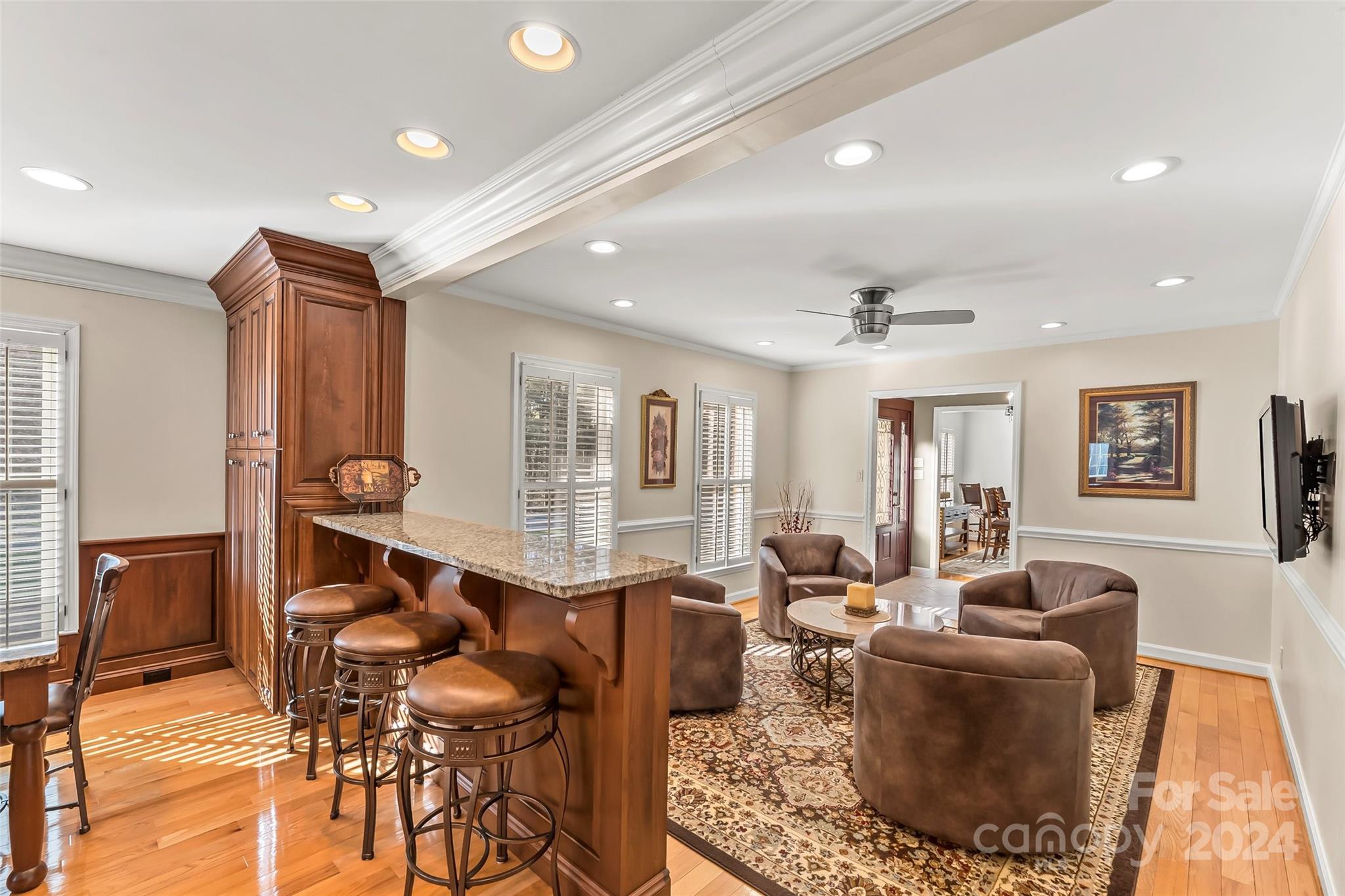 203 Lost Corner Road Morganton, NC 28655 - Photo 9 of 47 a living room with furniture a dining table and chairs with wooden floor