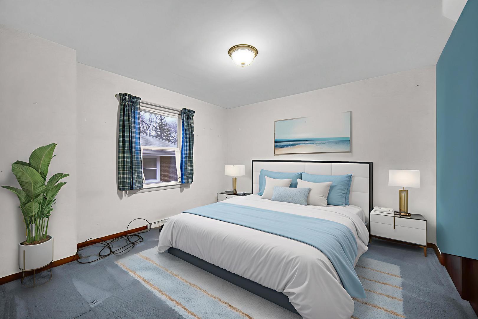 18423 Homewood Avenue Homewood, IL 60430 - Photo 18 of 27 a bedroom with a bed and a potted plant