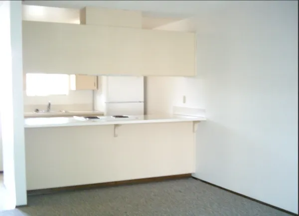 a close view of kitchen cabinets