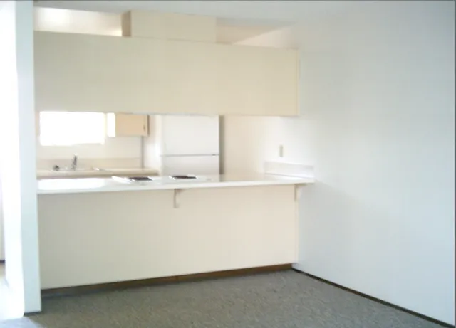 a close view of kitchen cabinets