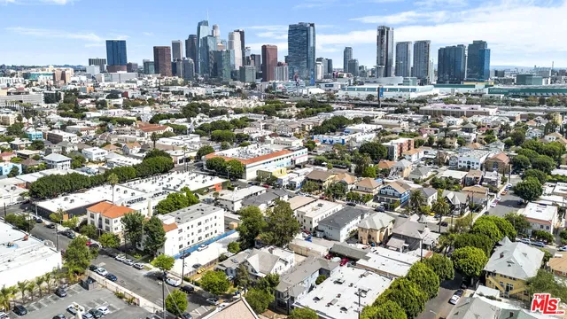 a view of a city with tall buildings