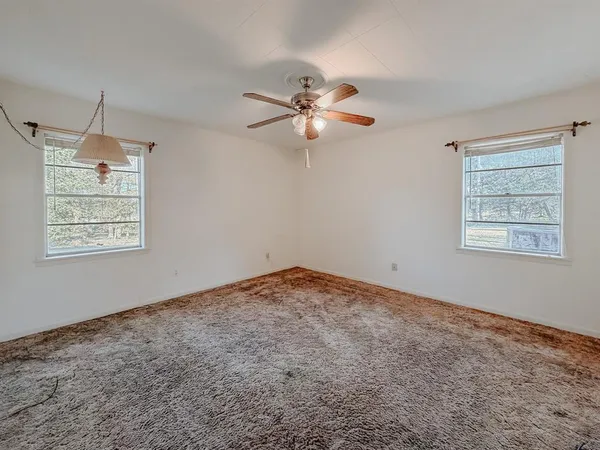a view of a chandelier fan