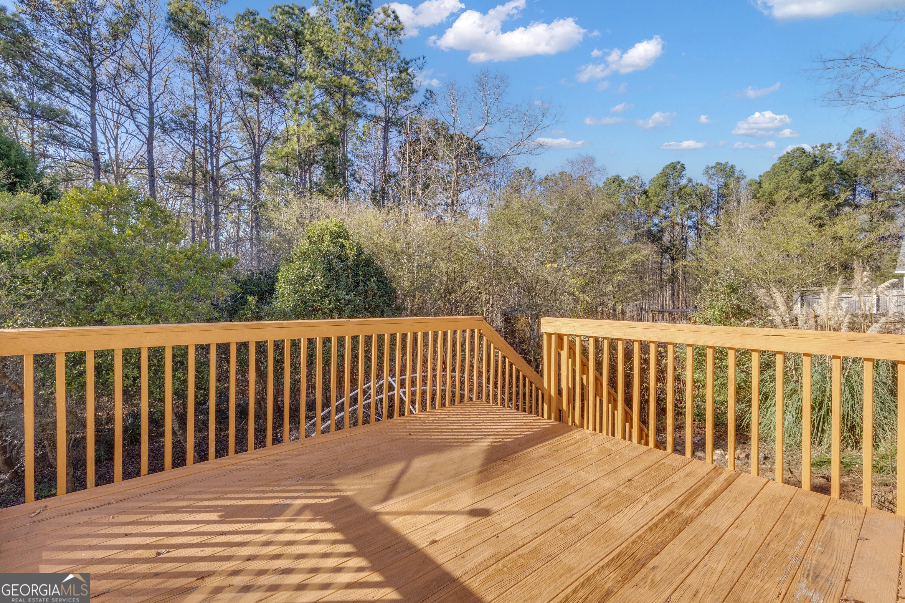 165 Masters Drive Newnan, GA 30265 - Photo 24 of 63 a balcony with wooden floor and trees