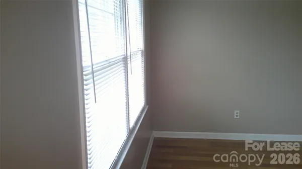 a view of a small space with a window