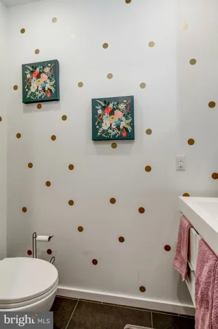 a bathroom with a bathtub and a toilet