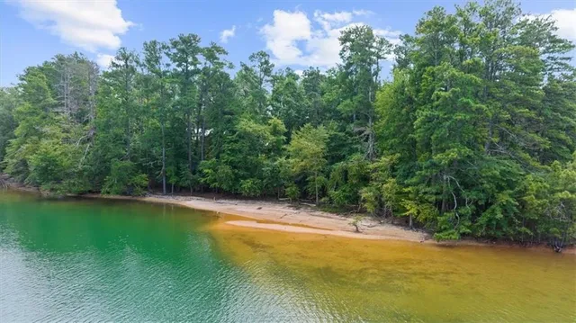 a view of a swimming pool and an outdoor space
