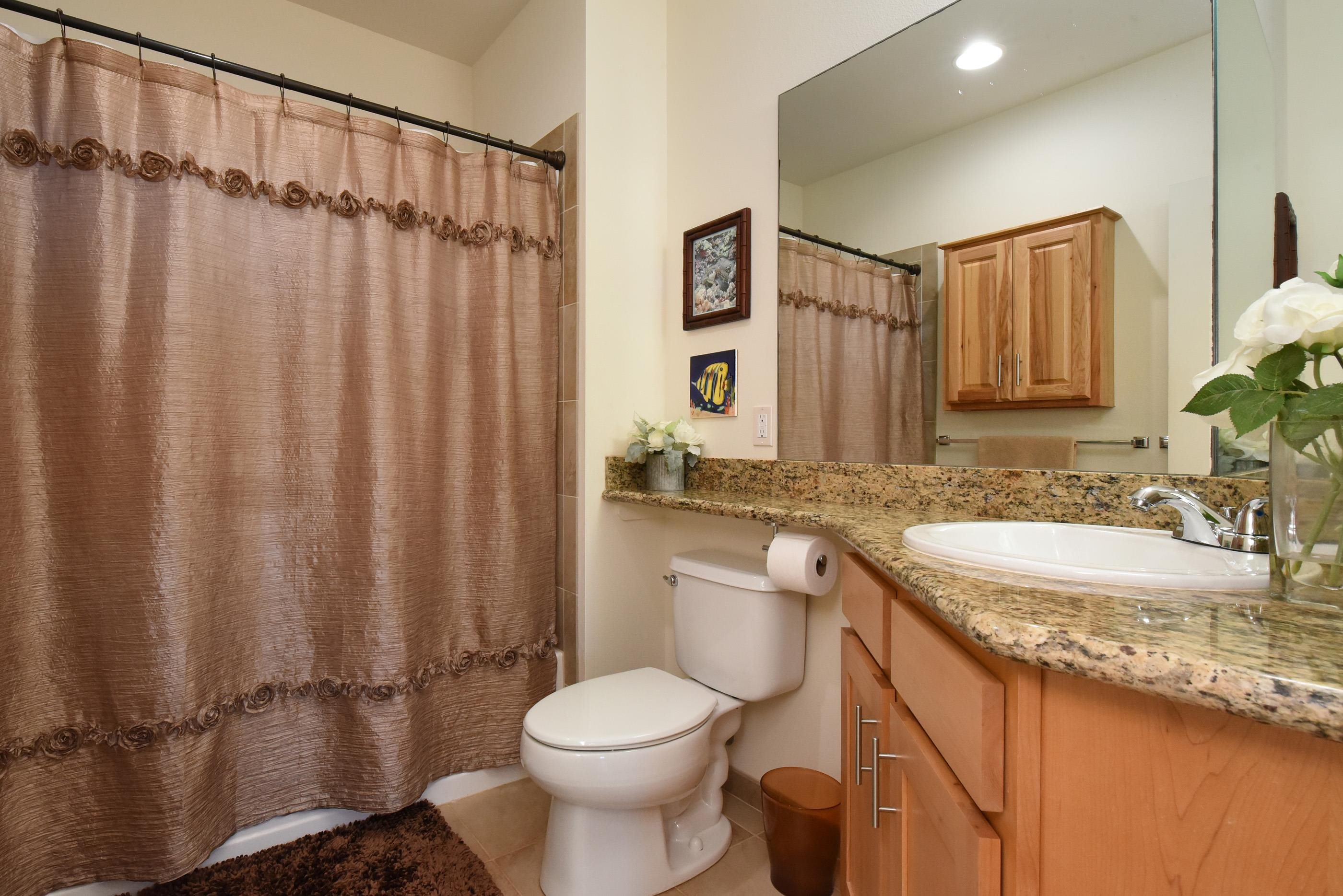3708 Lower Honoapiilani Road, Unit E30 Lahaina, HI 96761 - Photo 18 of 30 a bathroom with a granite countertop sink and a mirror