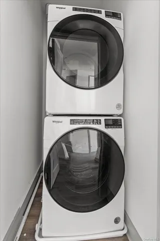 a utility room with a washer and dryer