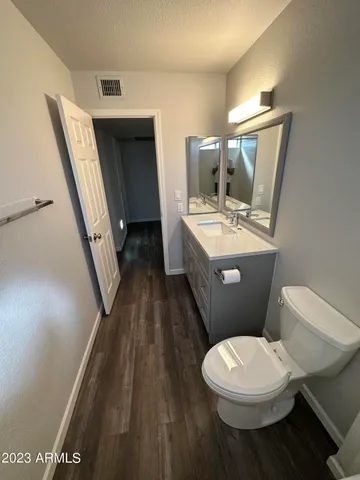 a bathroom with a toilet a sink and mirror