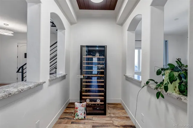 a view of a hallway to a house
