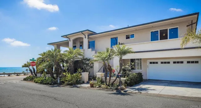 a front view of a house with plants