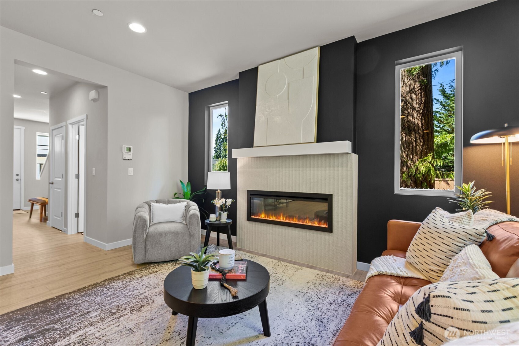 114 A 169th Place Southwest Bothell, WA 98012 - Photo 13 of 31 a living room with furniture and a fireplace