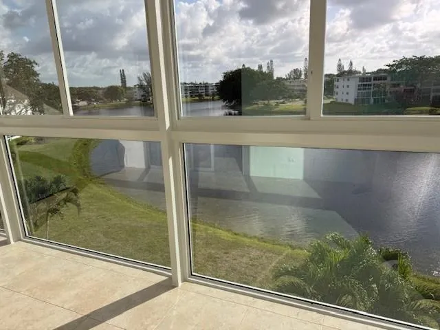 a view of a glass door