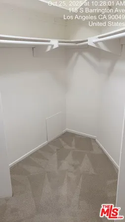 a view of a room with racks on the wall