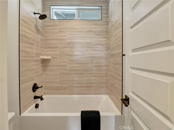 a bathroom with a bathtub