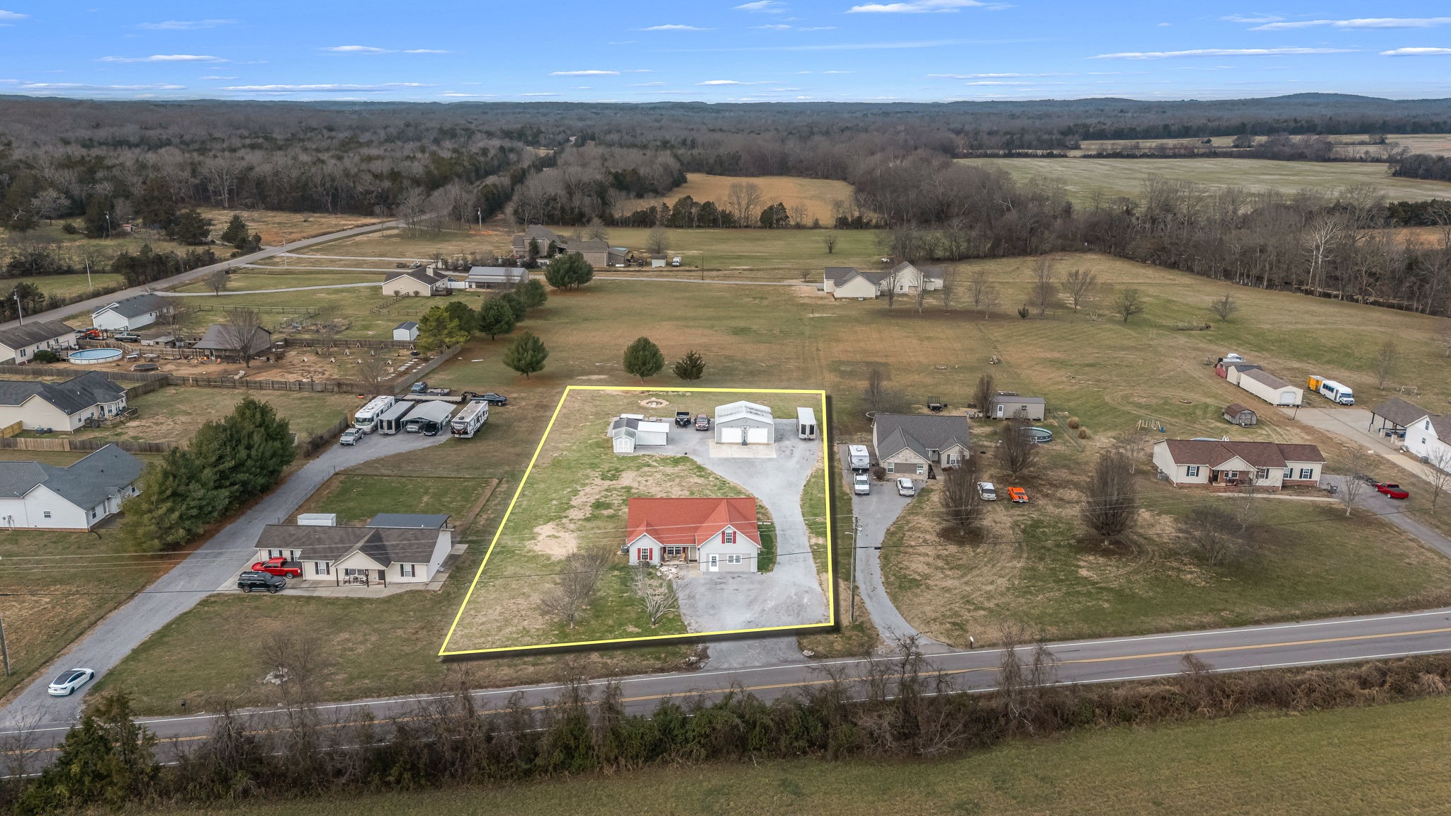 8100 Cedar Forest Road Lascassas, TN 37085 - Photo 3 of 52 an aerial view of residential houses with outdoor space