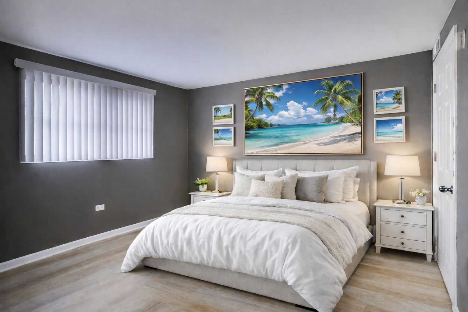 22 North Pistakee Lake Road, Unit 3E Fox Lake, IL 60020 - Photo 10 of 27 a bedroom with a bed and a painting on the wall