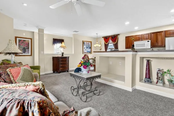 a living room with furniture and a couch