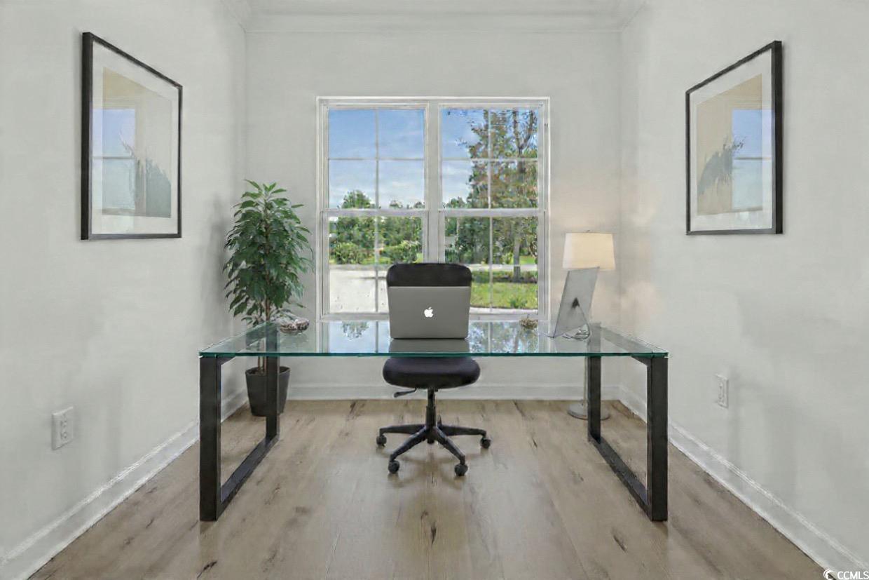 232 Ole Maple Street Loris, SC 29569 - Photo 26 of 39 Office area with crown molding and wood finished floors
