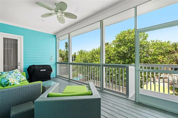 a view of balcony with patio