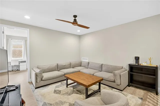 a living room with furniture