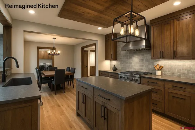 a kitchen with granite countertop a sink a counter space appliances and cabinets