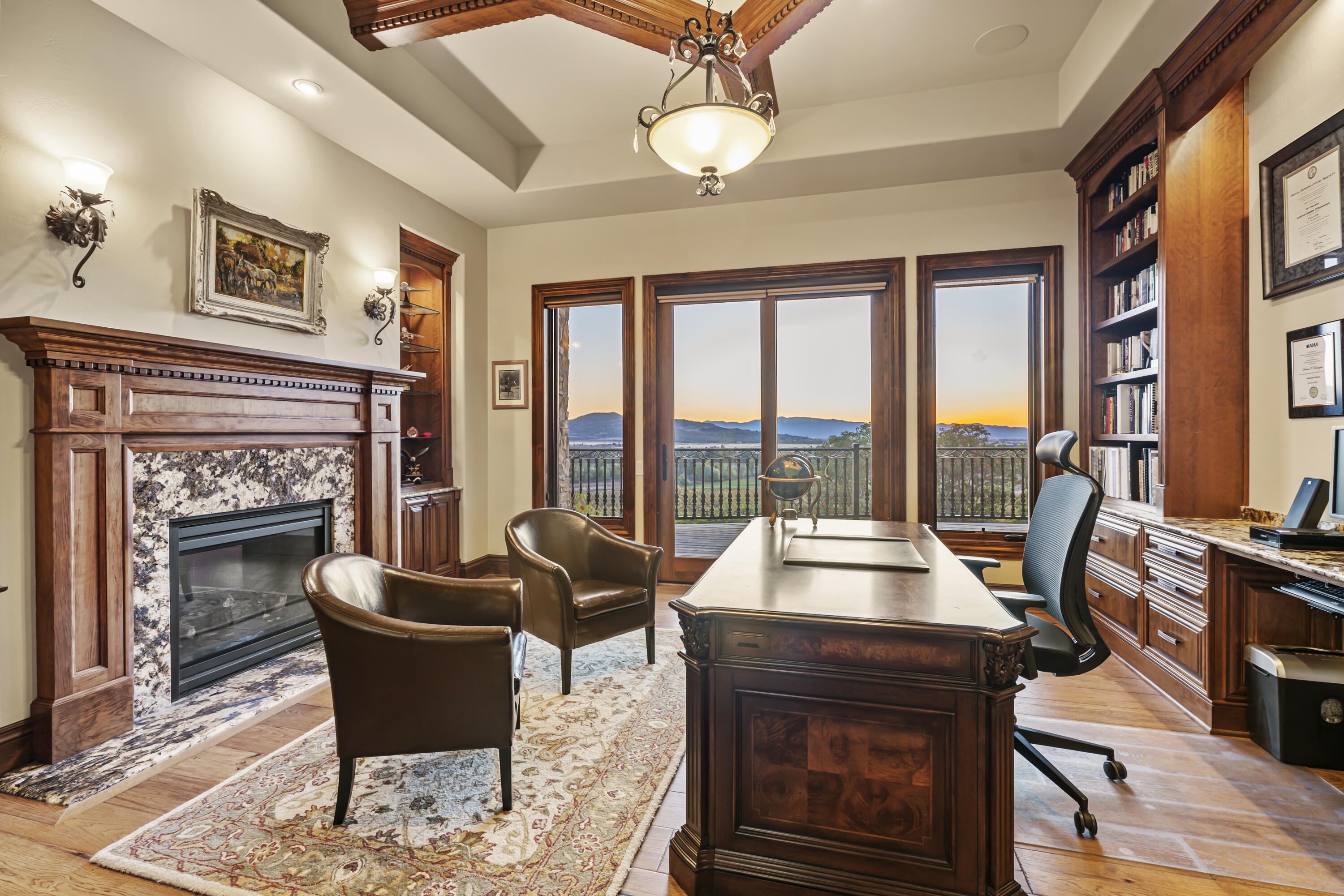 766 Meridian Road Eagle Point, OR 97524 - Photo 24 of 66 a living room with furniture a fireplace and a floor to ceiling window