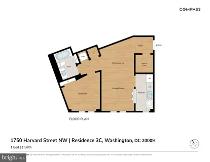 $349,000 | 1750 Harvard Street Northwest, Unit 3C, Washington, DC 20009
