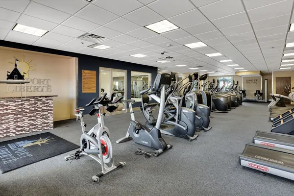 a view of a room with gym equipment