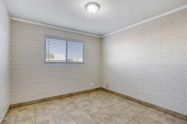 a view of a room with a window