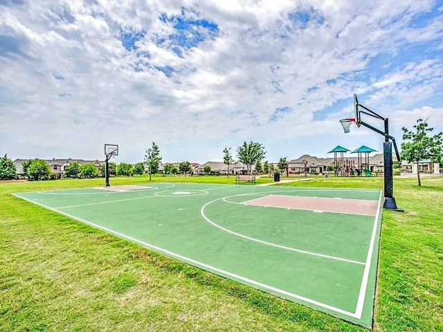 a view of a park with slide