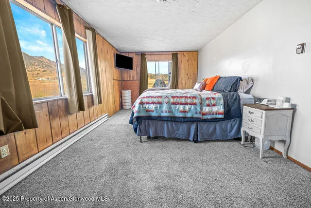 a bedroom with a bed and a cabinets