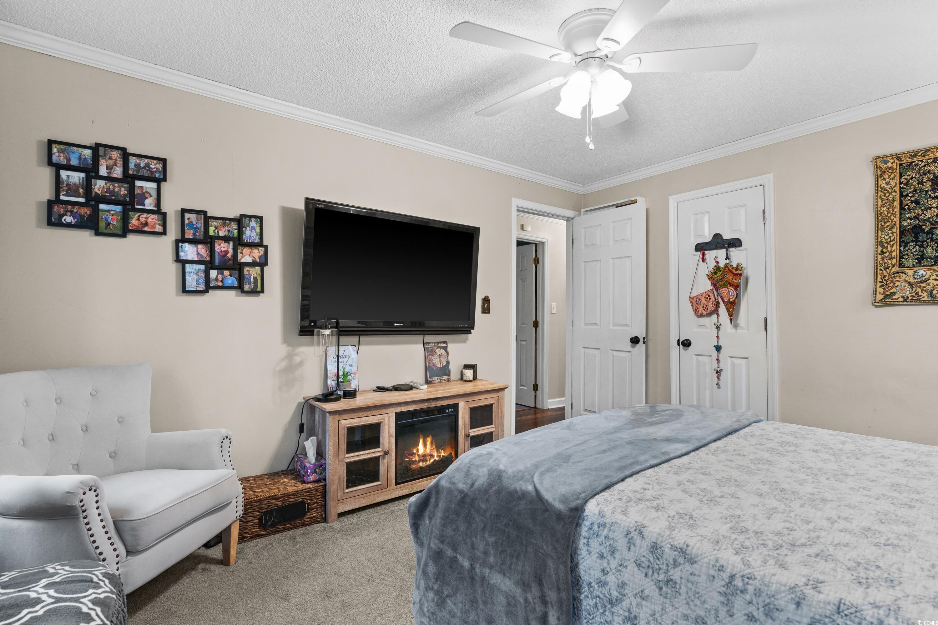 3696 Sandy Bay Road Kingstree, SC 29556 - Photo 33 of 40 Bedroom with crown molding, a textured ceiling, ca