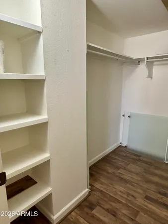 a view of an empty walk in closet