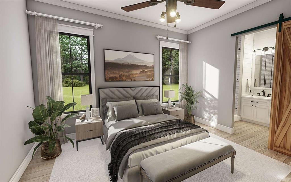 3791 Tbd Chico County Road Paradise, TX 76073 - Photo 9 of 21 a bedroom with a large bed and a chandelier