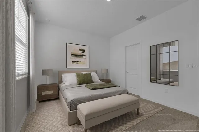 an empty room with windows