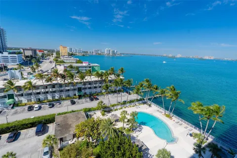 a view of a city and ocean view