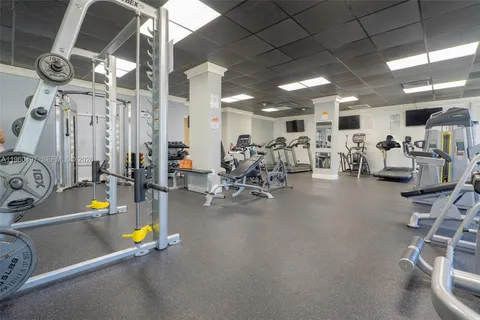a view of a room with gym equipment