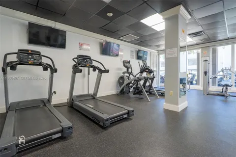 a view of a room with gym equipment