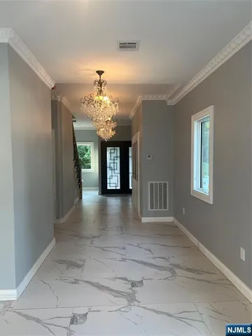 a view of a livingroom with a chandelier
