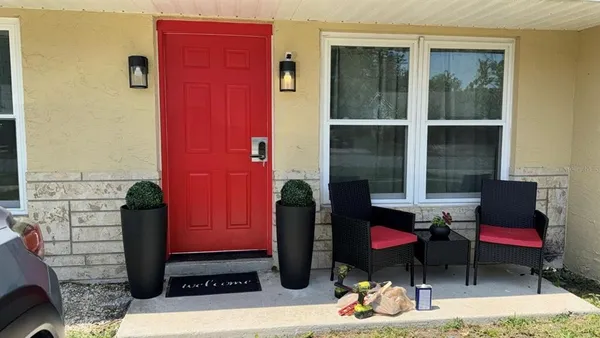 a living room with furniture