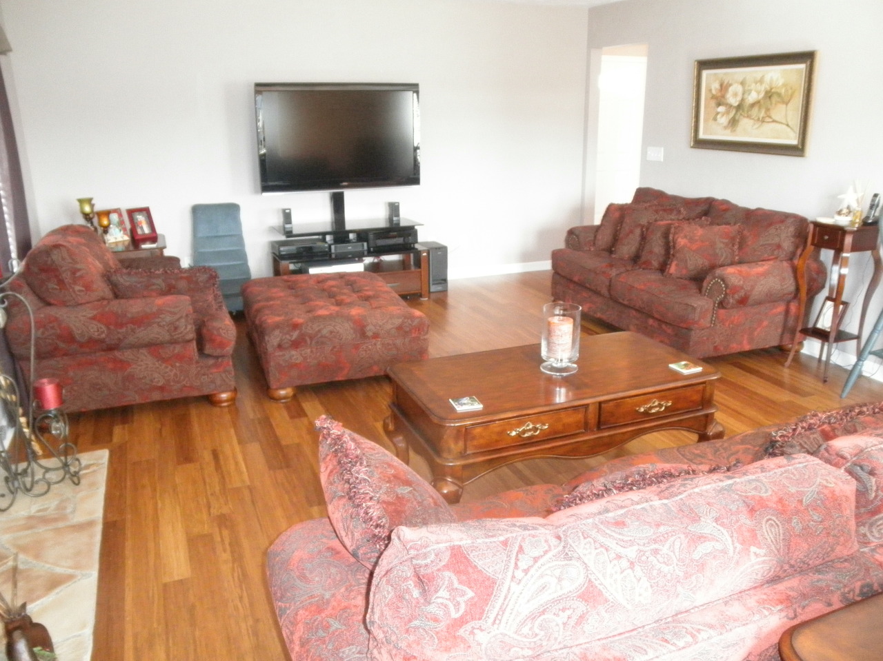 9316 Stewartsville Road Moneta, VA 24121 - Photo 9 of 34 a living room with furniture and a flat screen tv