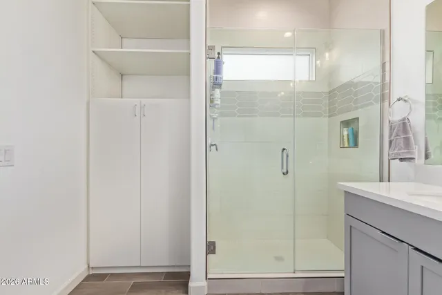a bathroom with a shower