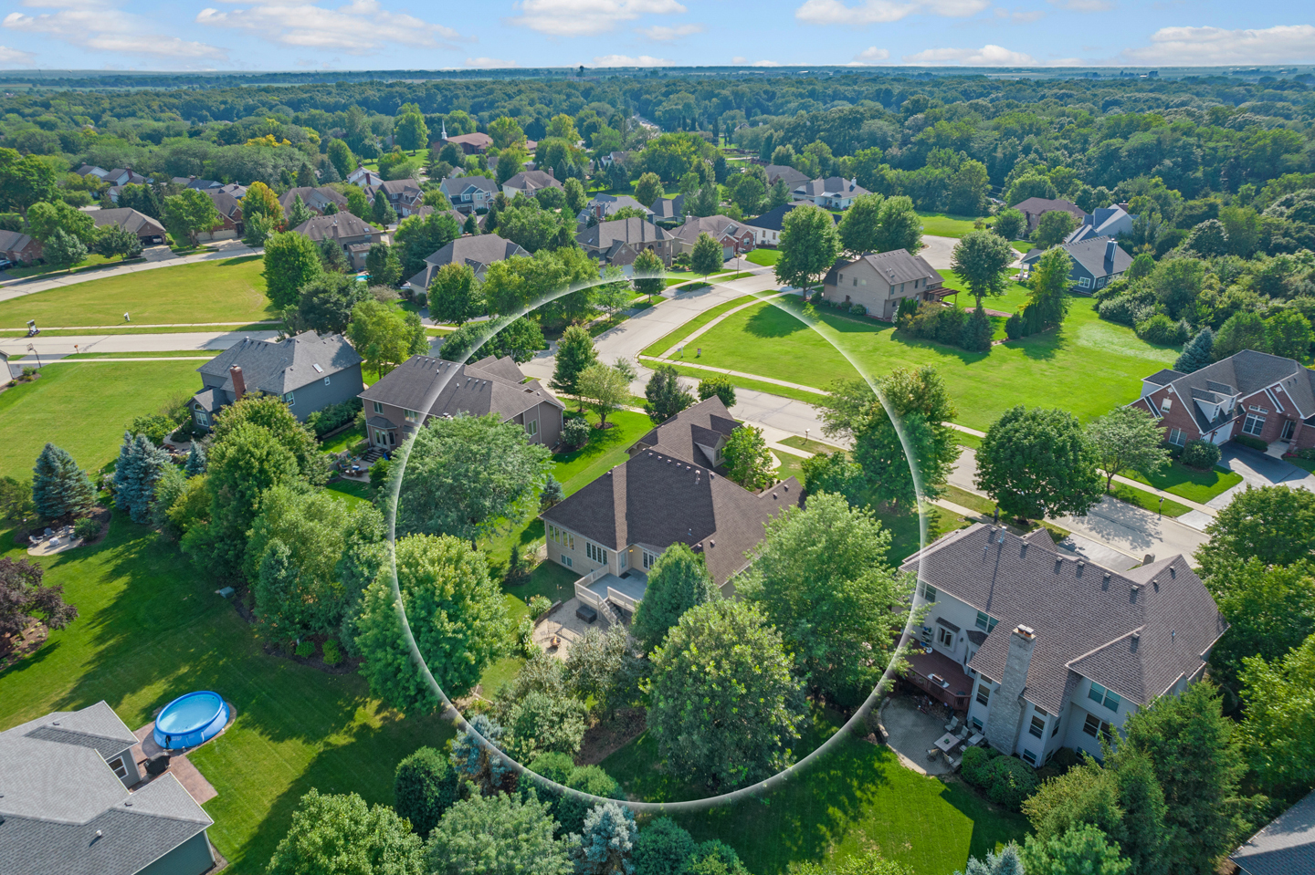 749 Merrill New Road Sugar Grove, IL 60554 - Photo 42 of 43 an aerial view of residential houses with outdoor space and swimming pool