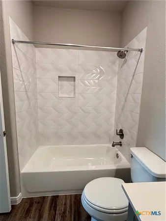 a bathroom with a toilet and a bathtub