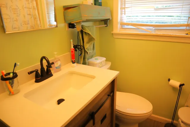a bathroom with a sink and a toilet